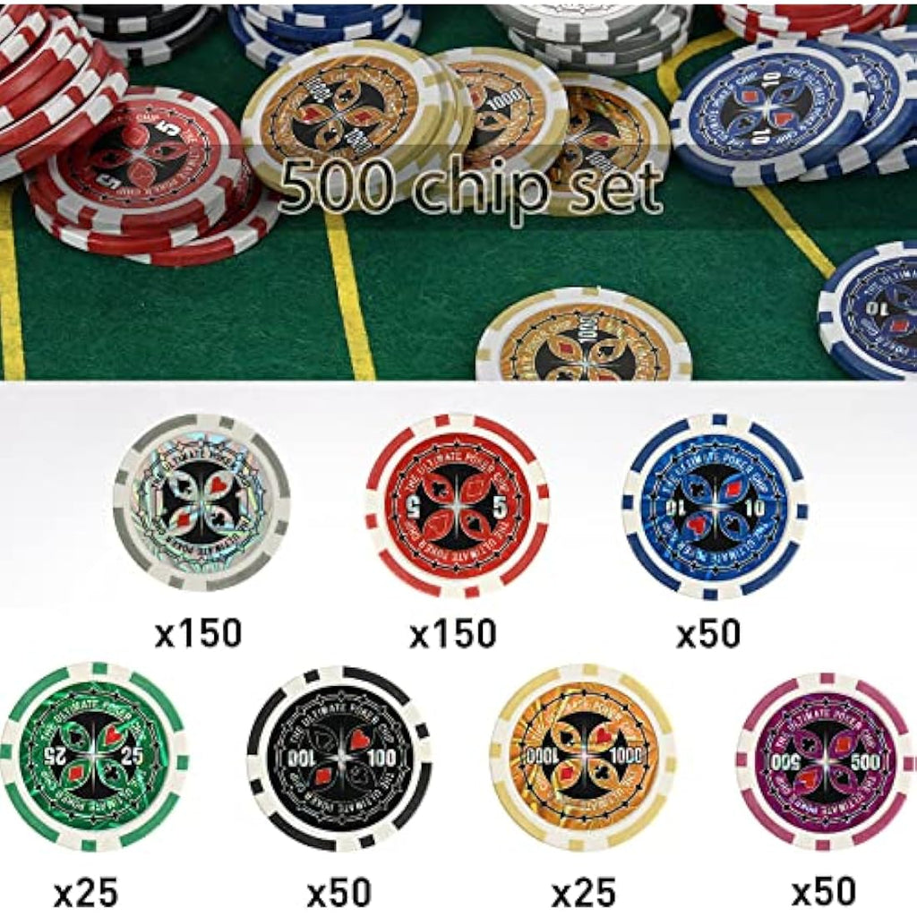 Display4top 500 Piece Poker Chips Set | Texas Holdem Aluminum Case