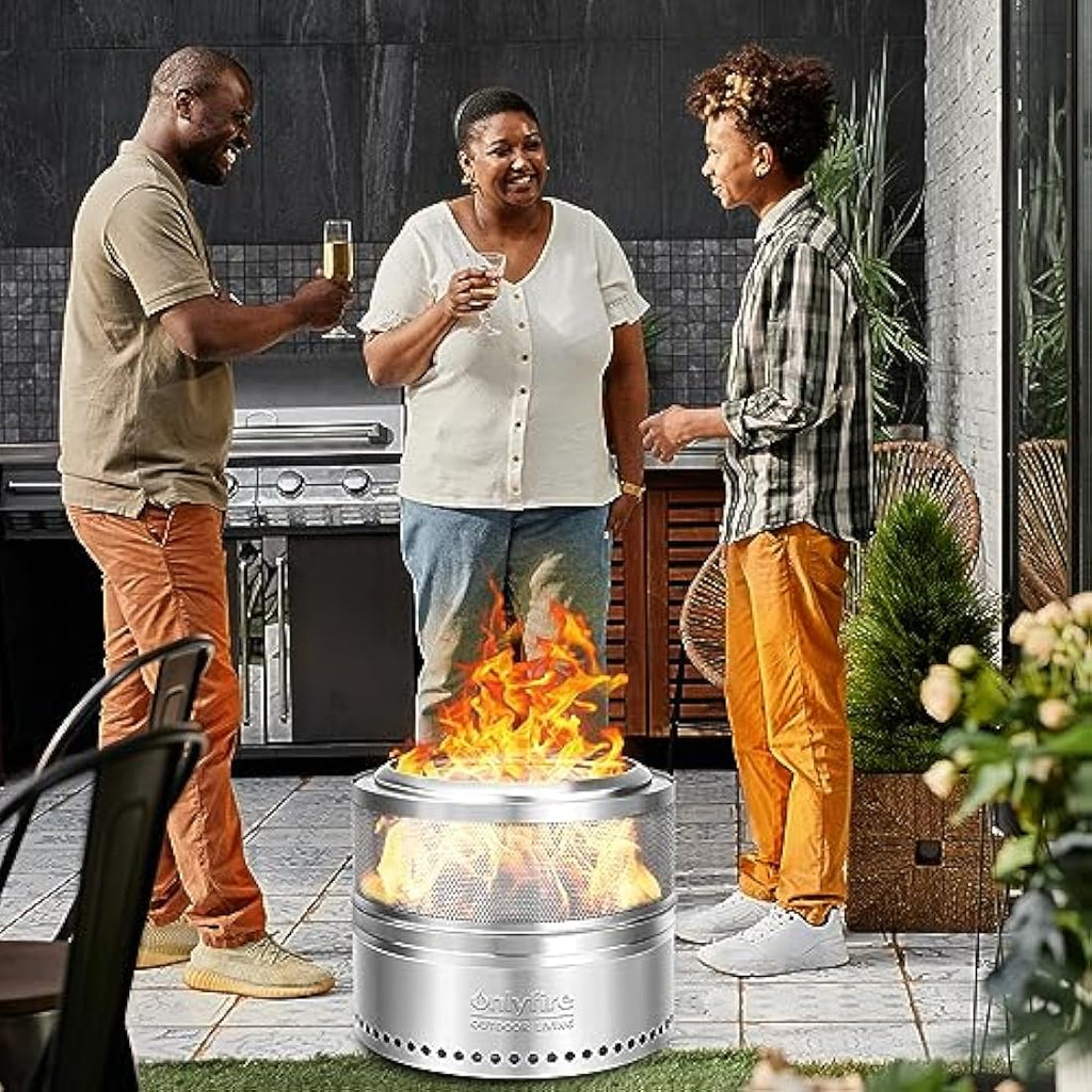 Onlyfire 50cm Smokeless Fire Pit | Stainless Steel Outdoor Bonfire Stove