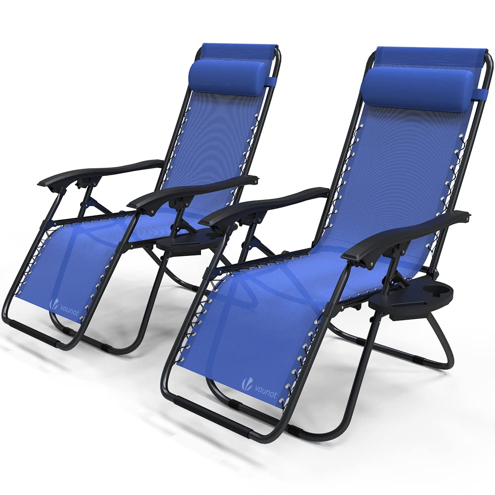 VOUNOT Zero Gravity Chair Set of 2 | Folding Outdoor Recliner - Blue