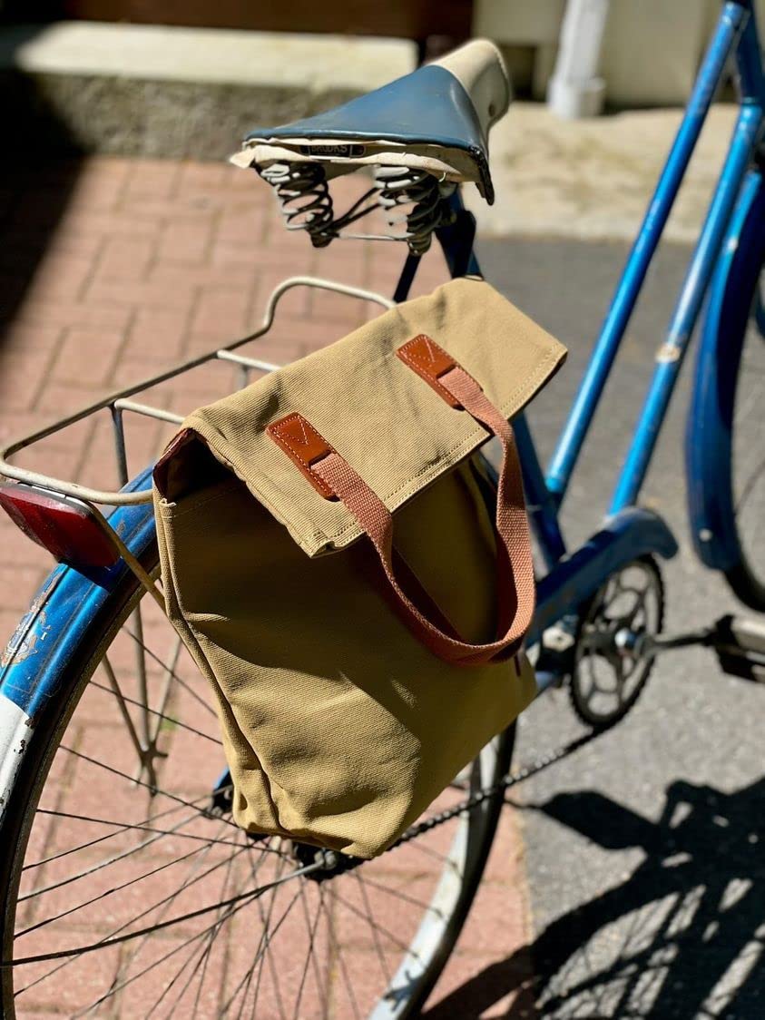 Tourbon Rear Bike Pannier Bag – Canvas & Leather Cycling Tote Handbag