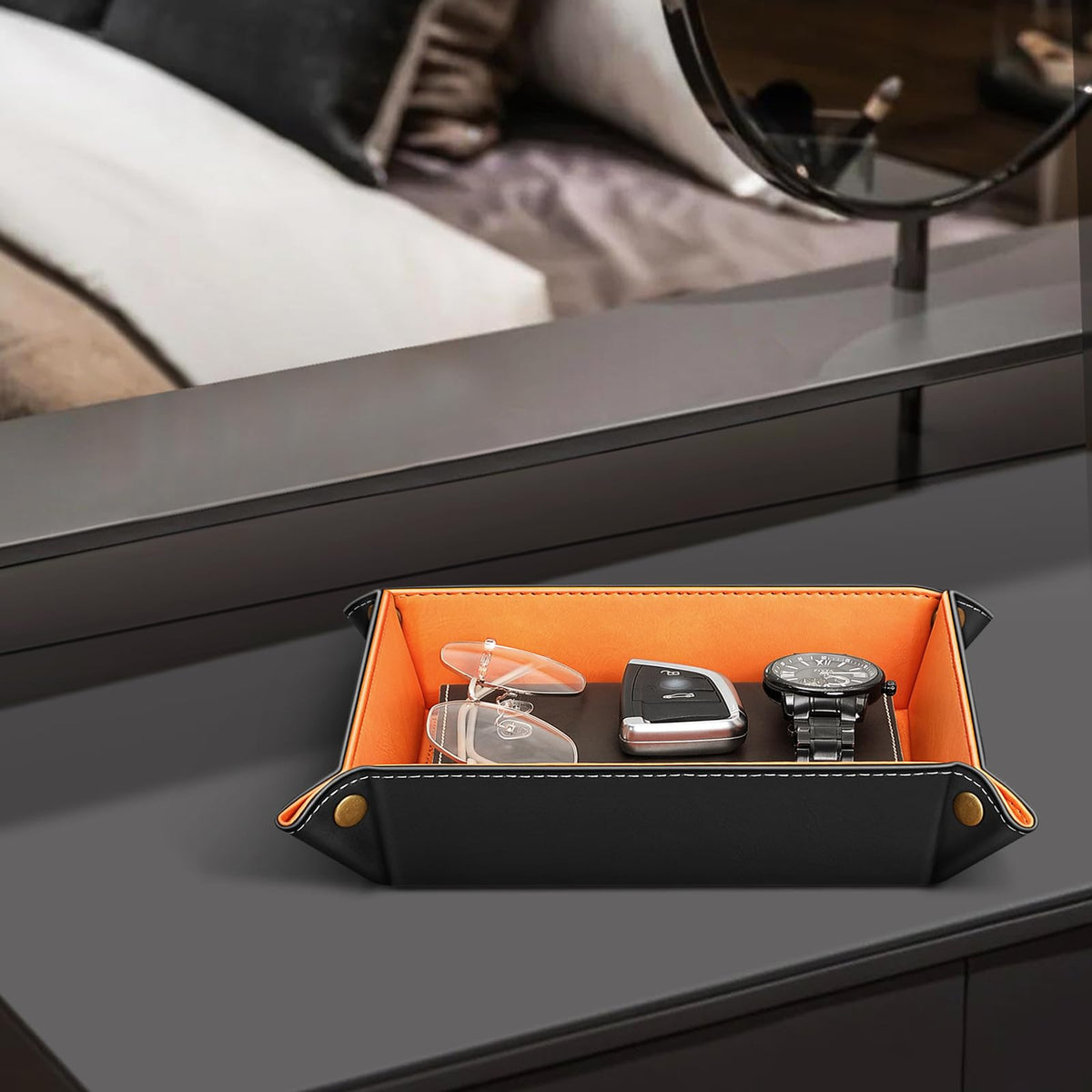 SITHON Valet Tray Premium PU Leather Desktop Storage Organizer - image 5