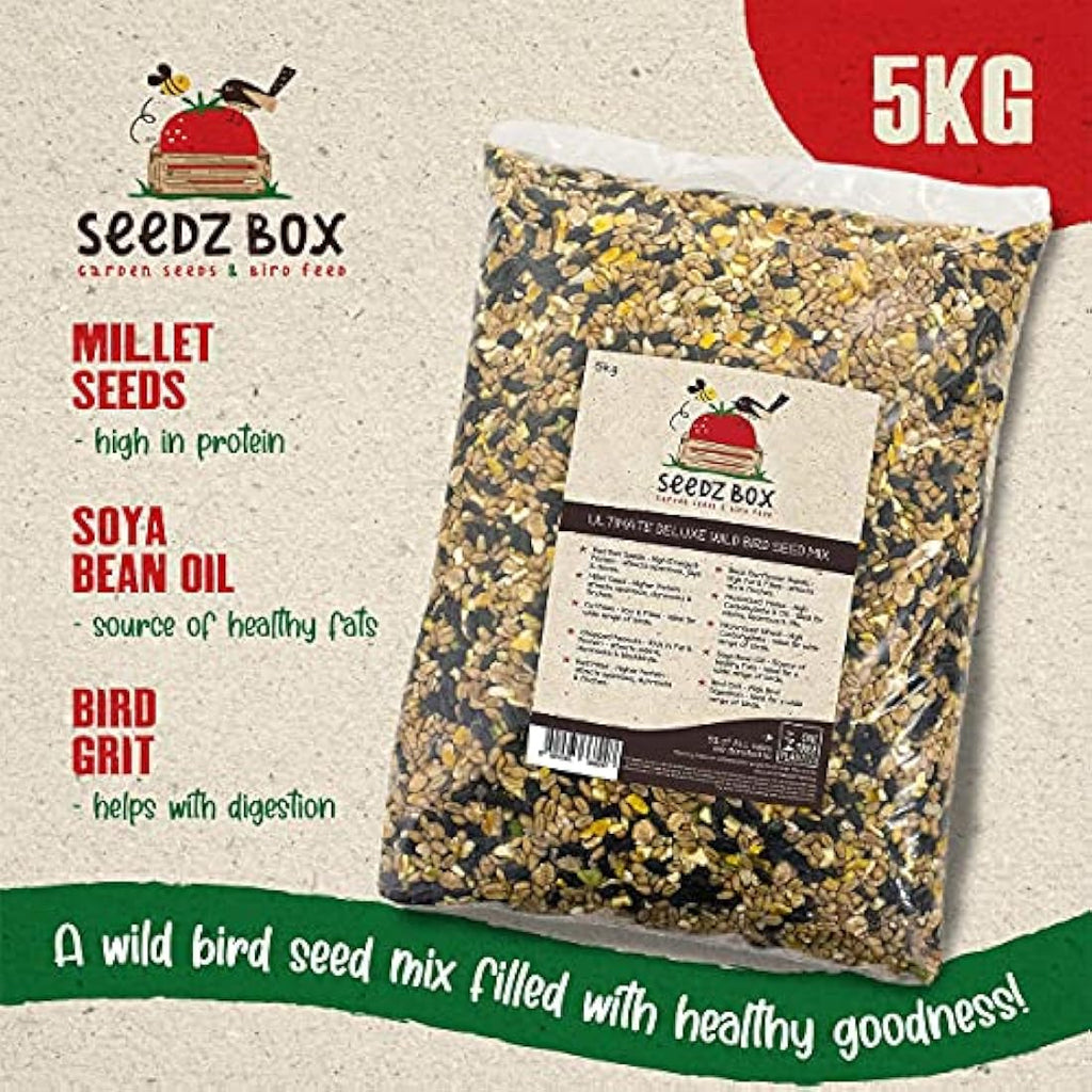 SeedzBox Deluxe Wild Bird Seed Mix - 5kg Grain & Nut Blend for Small Birds