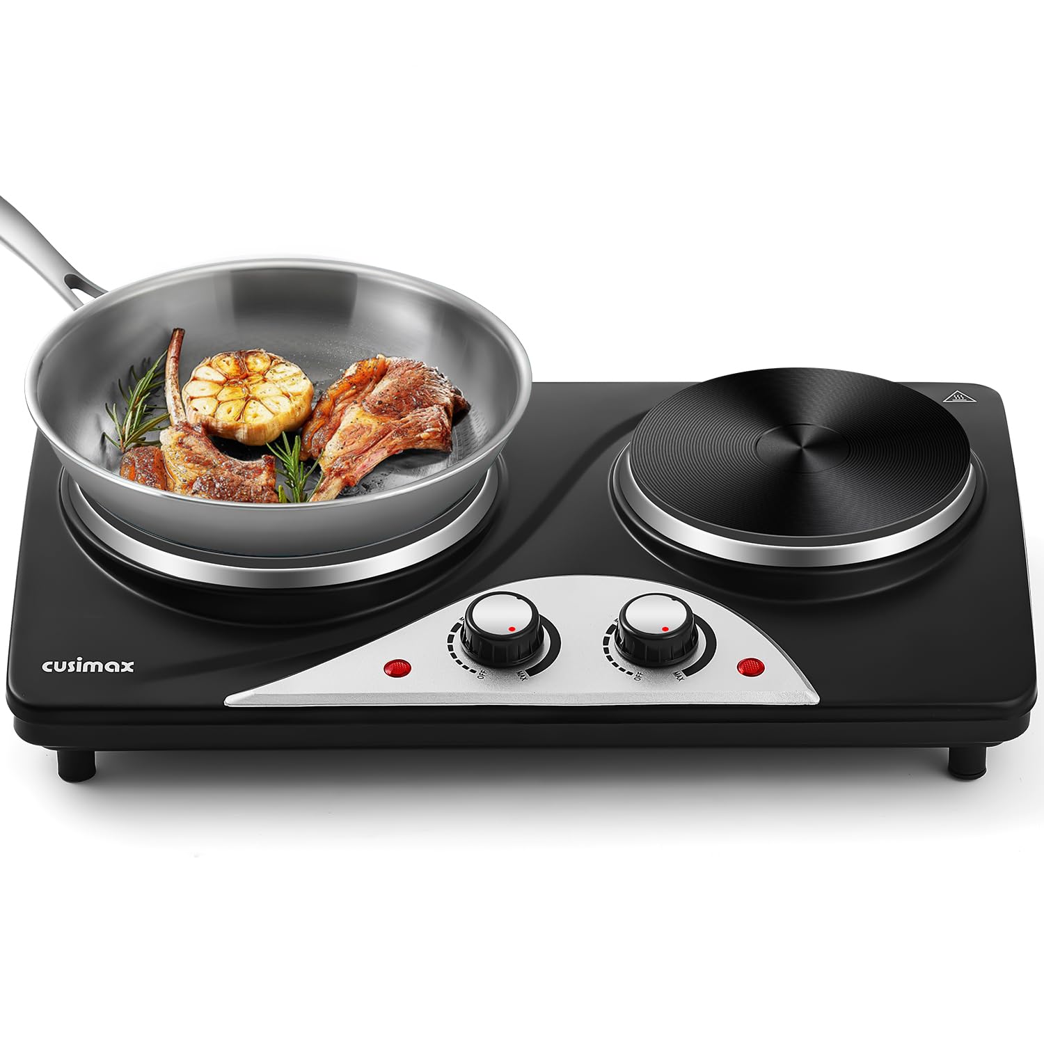 CUSIMAX 2500W Double Electric Hob – Portable Cast Iron Hot Plate Burner