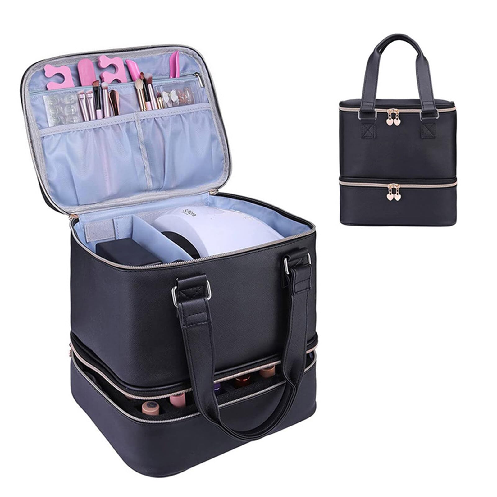 FAMKIT Double-Layer Nail Polish Organiser – Holds 30 Bottles & Lamp