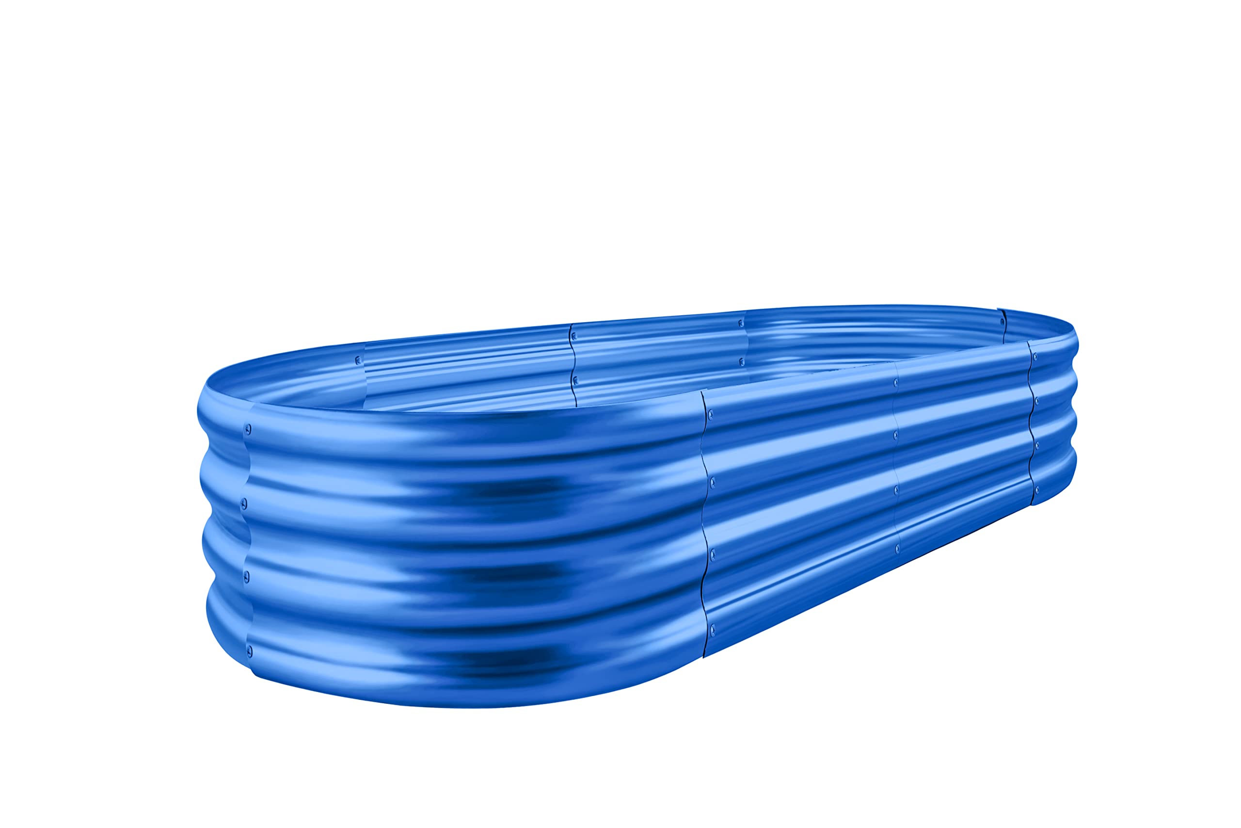 Land Guard Oval Galvanized Raised Garden Bed - 4x2x1ft Metal Planter Box