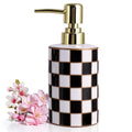 Checkered Bathroom Soap Dispenser,Gold Pump Ceramic Soap Dispenser,Kitchen Checkerboard Empty Pump Bottle,Bath Countertop Storage Organizer,Checkered - image 1