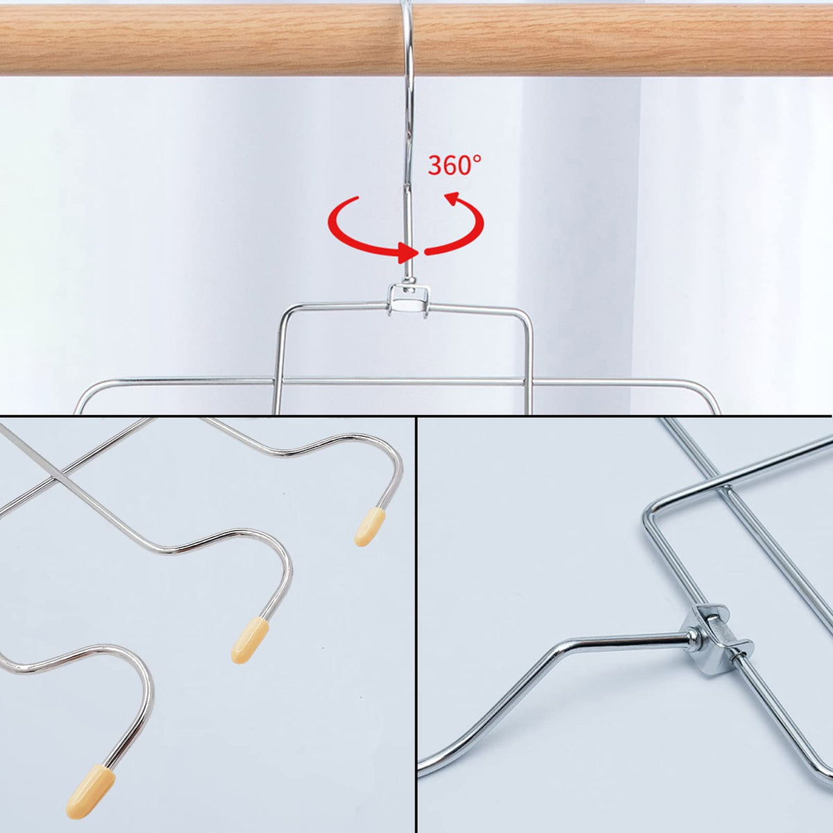 2 Pieces Metal Hangers, Multilayer Hanger, Space Saving Hanger, Foldable, for Tank Tops, Cami, Bra, Swimsuit Apricot - image 2