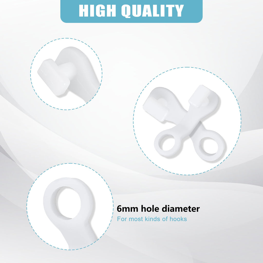 100 Pieces Plastic glider Curtain Hooks for curtains white,2.7x0.9mm