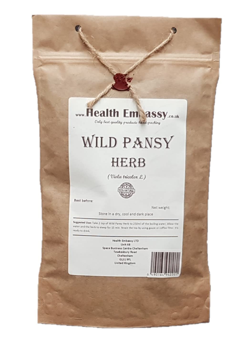 Wild Pansy Herb (Viola Tricolor) by Health Embassy - Dried Tea, 100g