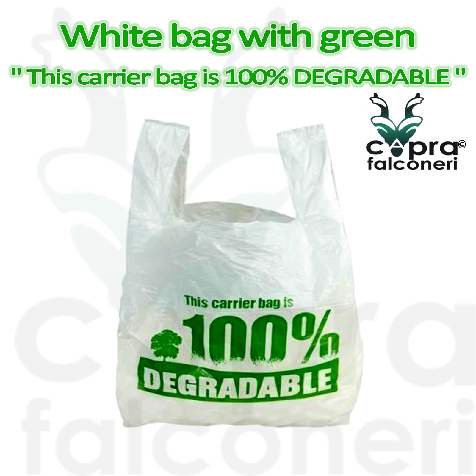 Capra Falconeri 1000 White Degradable Vest Carrier Bags – XL 13x19x23