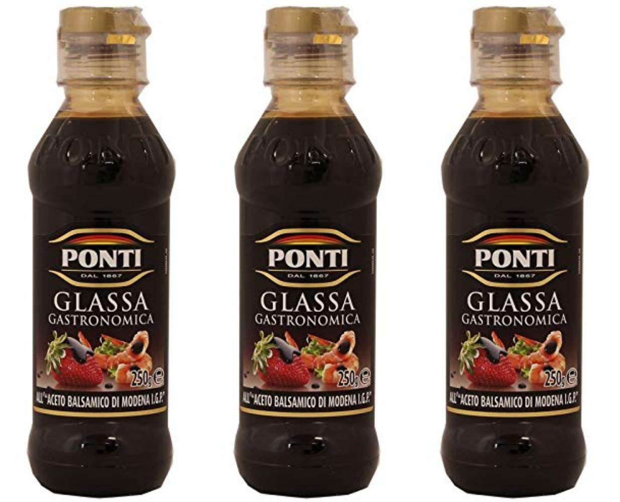 Ponti Aceto Balsamico di Modena – Italian Balsamic Vinegar, 3 x 250ml