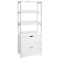 VASAGLE Tall Bathroom Storage Cabinet | White Freestanding Shelf with Drawer