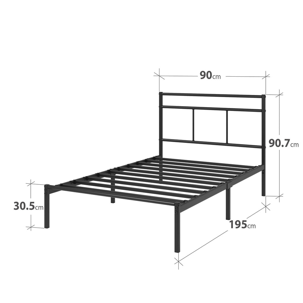 Zinus Elias Single Metal Platform Bed Frame with Headboard – 90x190 cm