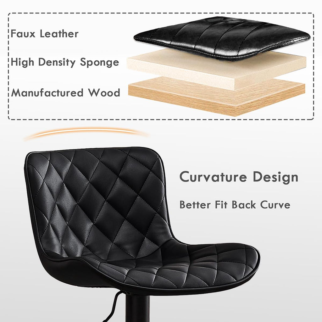 Kidol&Shellder Black Bar Stools Set of 2 Modern Kitchen Stools - image 4