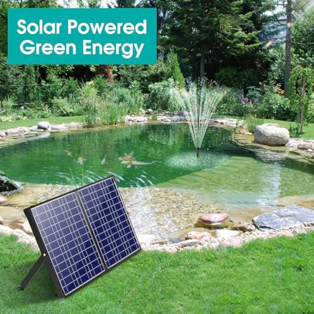 Biling 30W Solar Pond Filter Kit - 1200 L/H Pump with 4 Nozzles