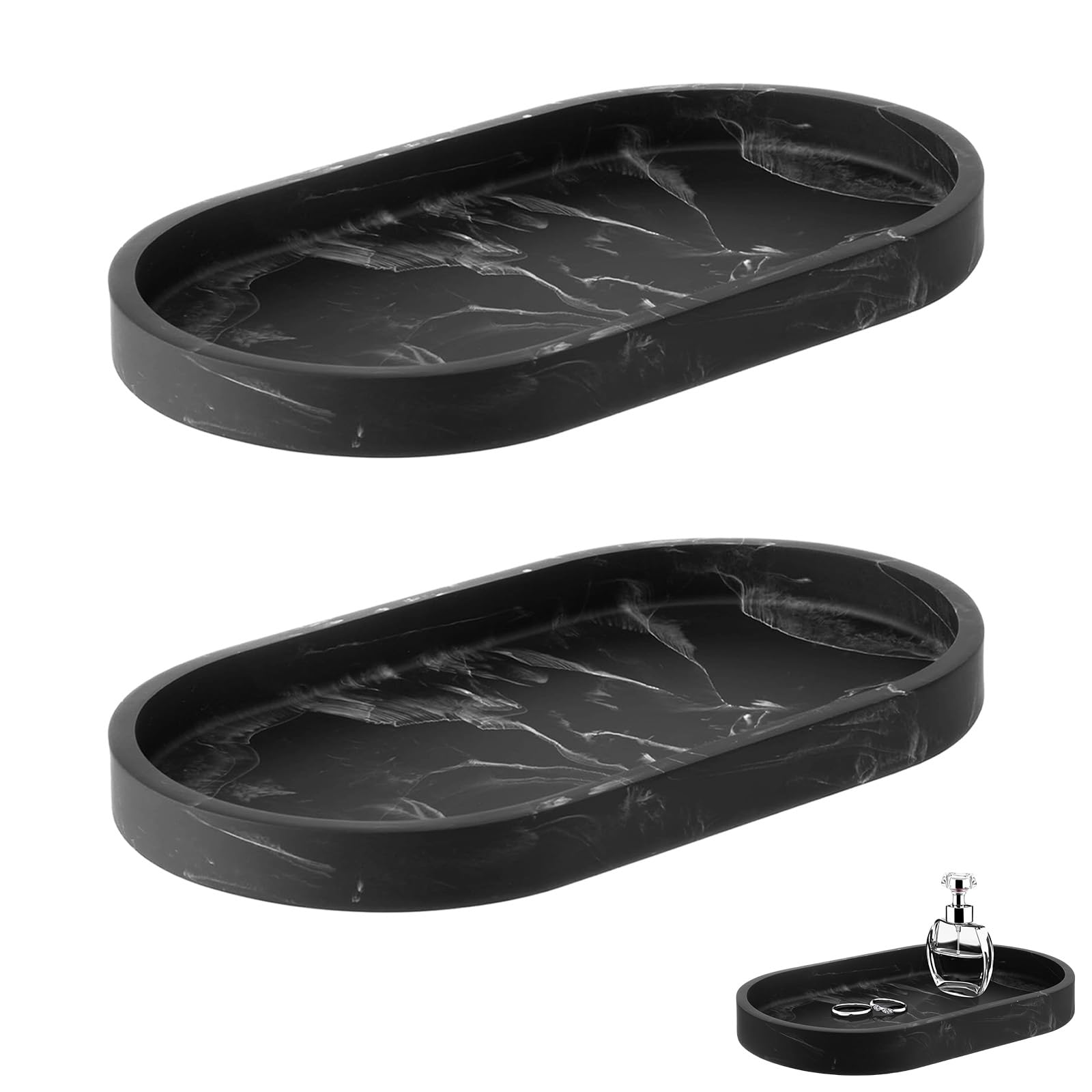 Jolof Store Silicone Vanity Trays - 2 Piece Rectangular Cosmetic Set