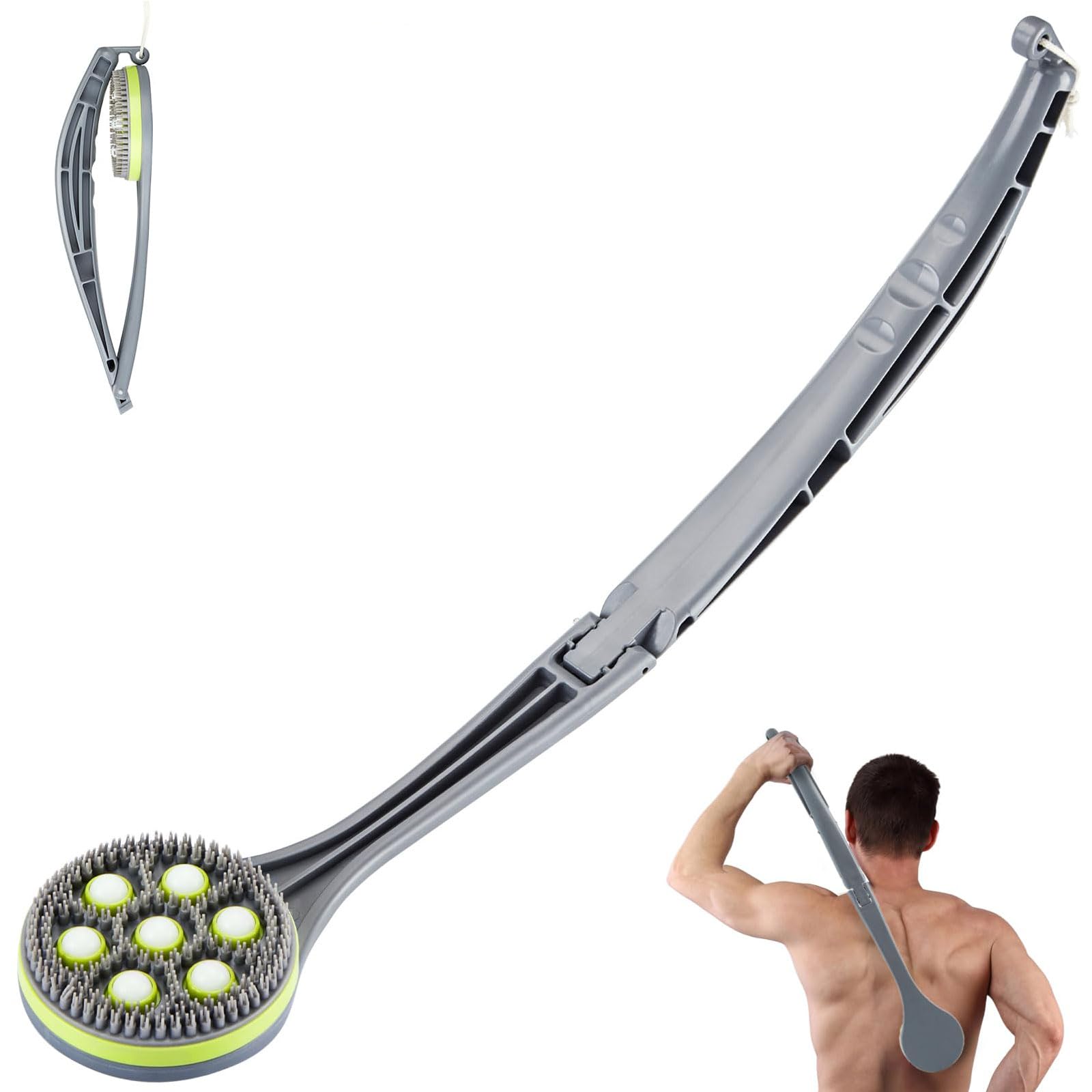Foldable Lotion Applicator for Back – Long Handle Bath Brush