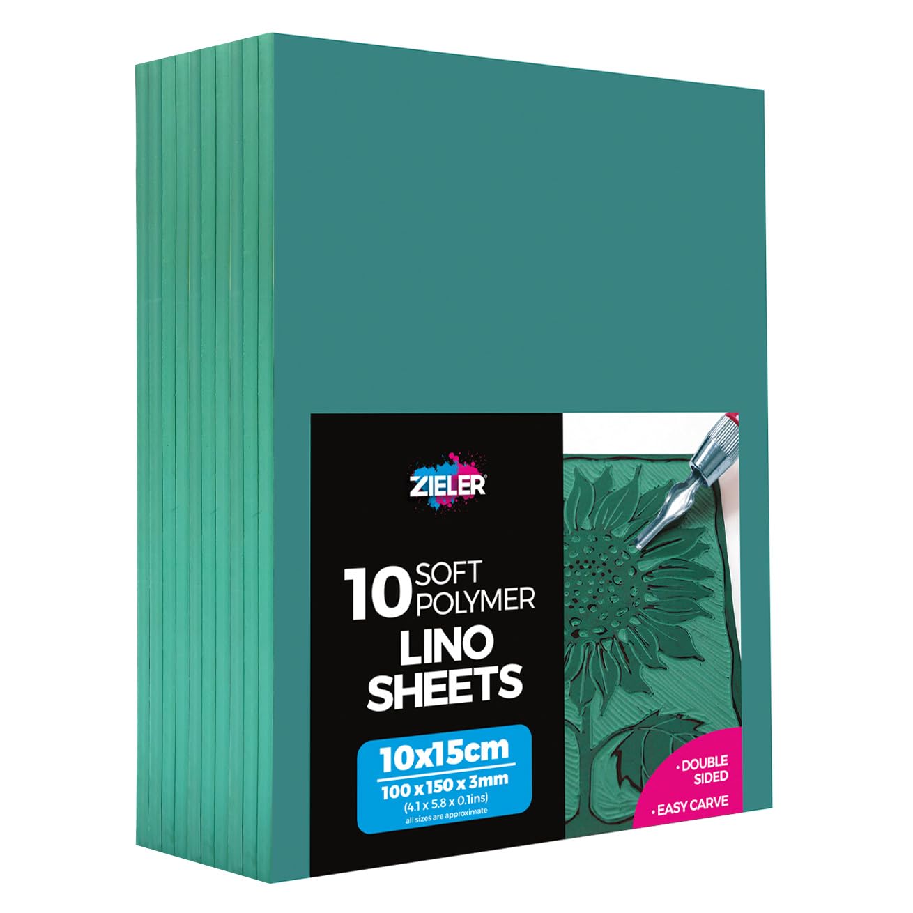 Zieler Easy-Carve Lino Printing Block Sheets – A6 Soft Green (10 Pack)