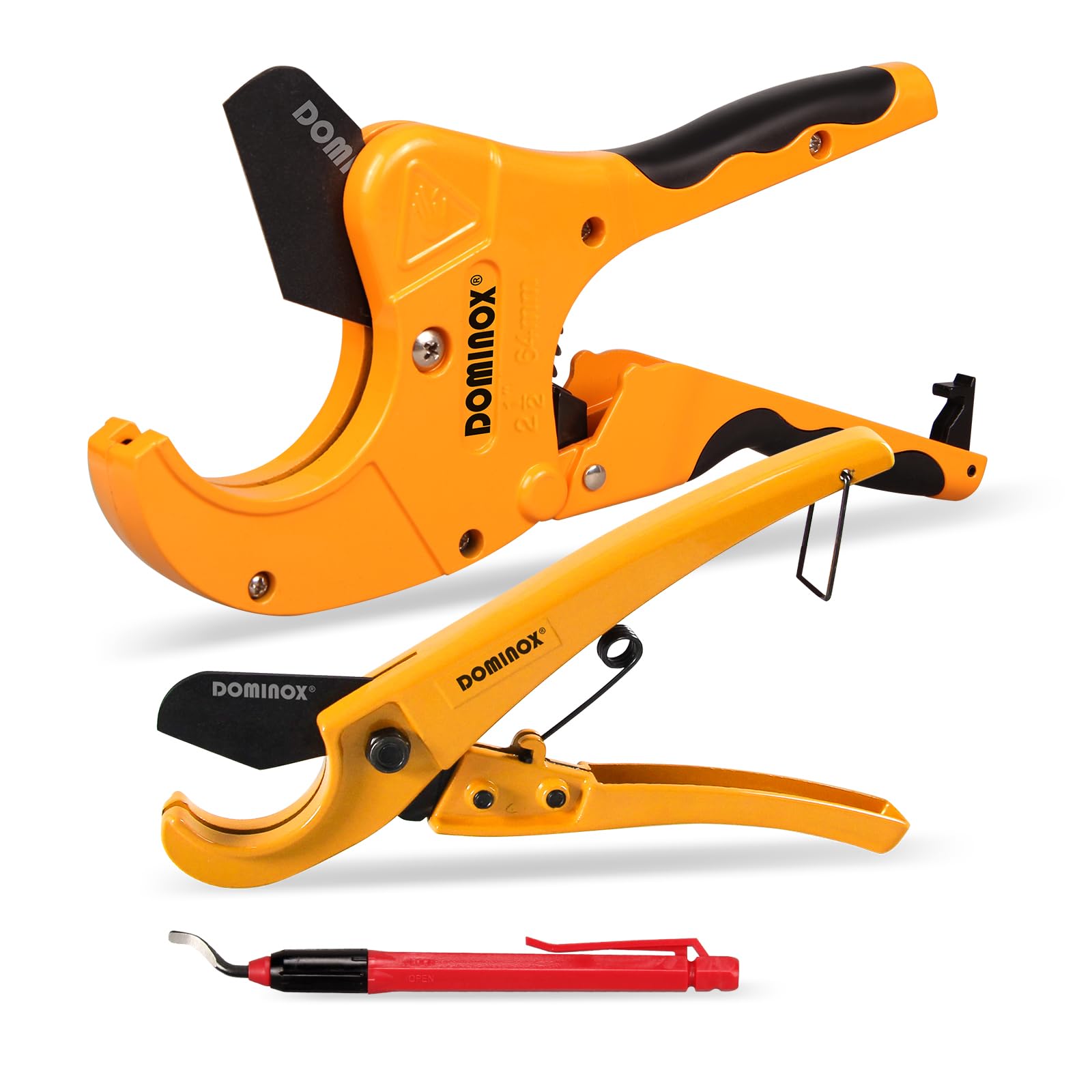 DOMINOX Pipe Cutter Set | 64mm PEX & PVC Cutter with Deburring Tool