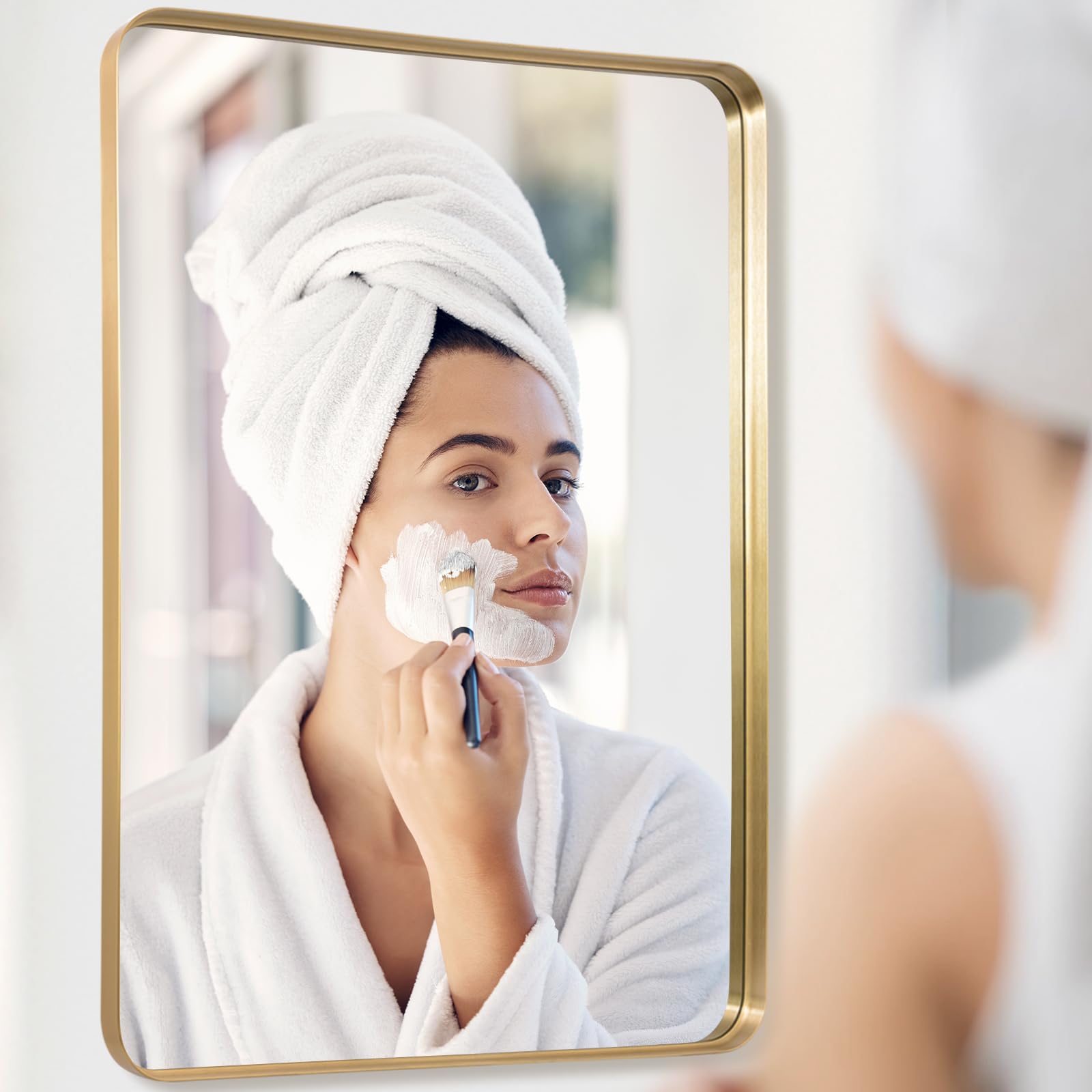 LunaMirror Gold Bathroom Vanity Mirror | 60x90cm Rectangle Wall Decor