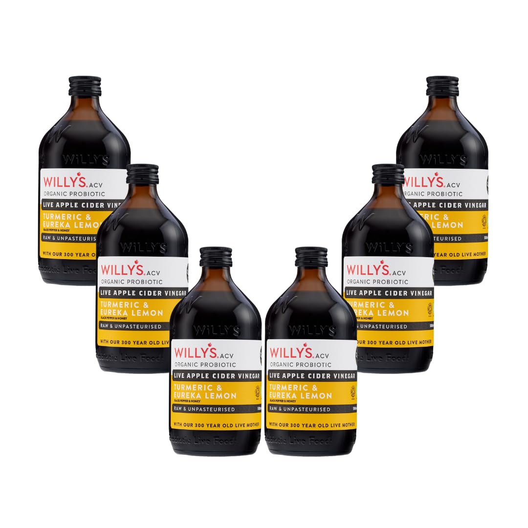 Willy's Organic Apple Cider Vinegar with Mother, Turmeric & Honey – 6x500ml