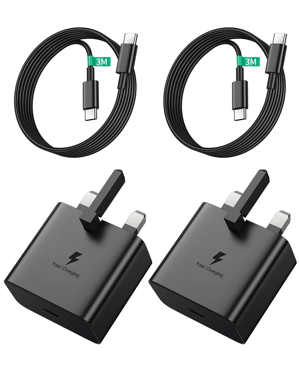 25W USB C Super Fast Charger for Samsung Galaxy - 2 Pack