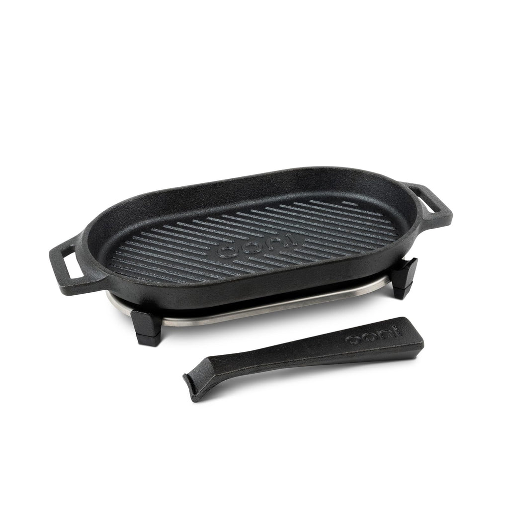 Ooni Cast Iron Grizzler Pan – 31cm Griddle with Handle and Trivet