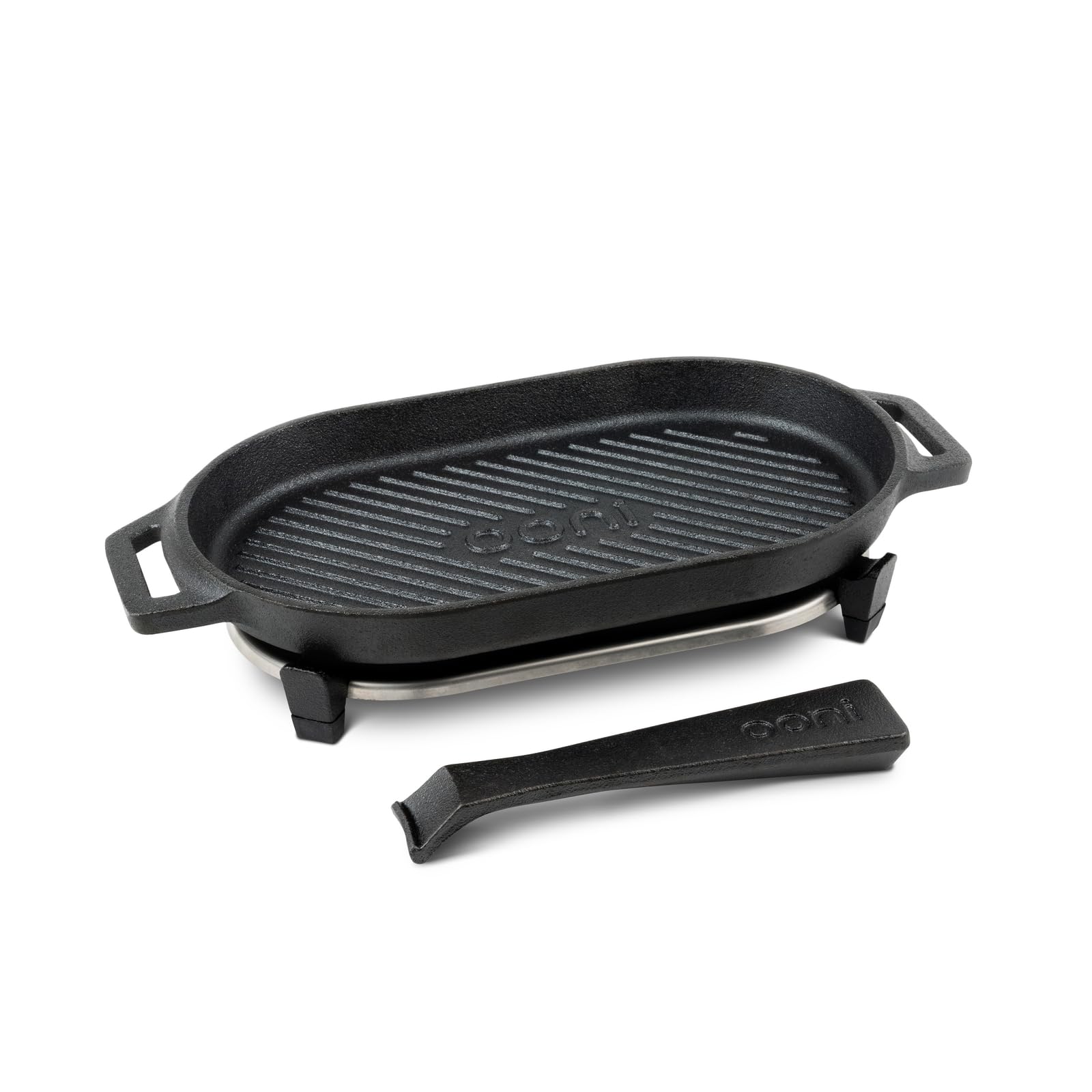 Ooni Cast Iron Grizzler Pan – 31cm Griddle with Handle and Trivet