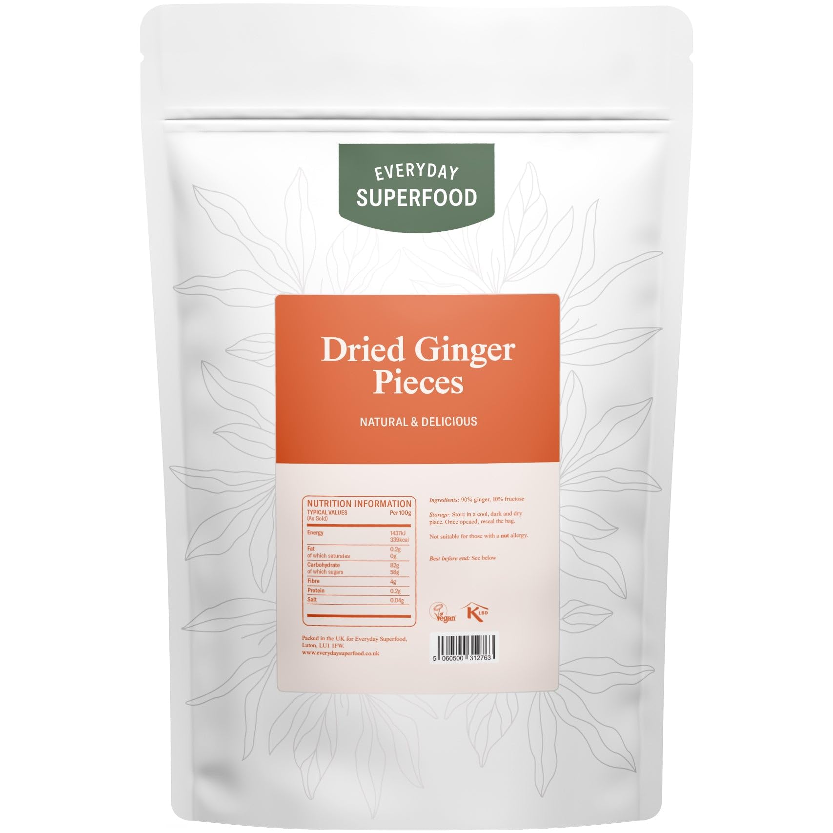 Everyday Superfood Dried Ginger Pieces – 350g Natural Ginger Chunks
