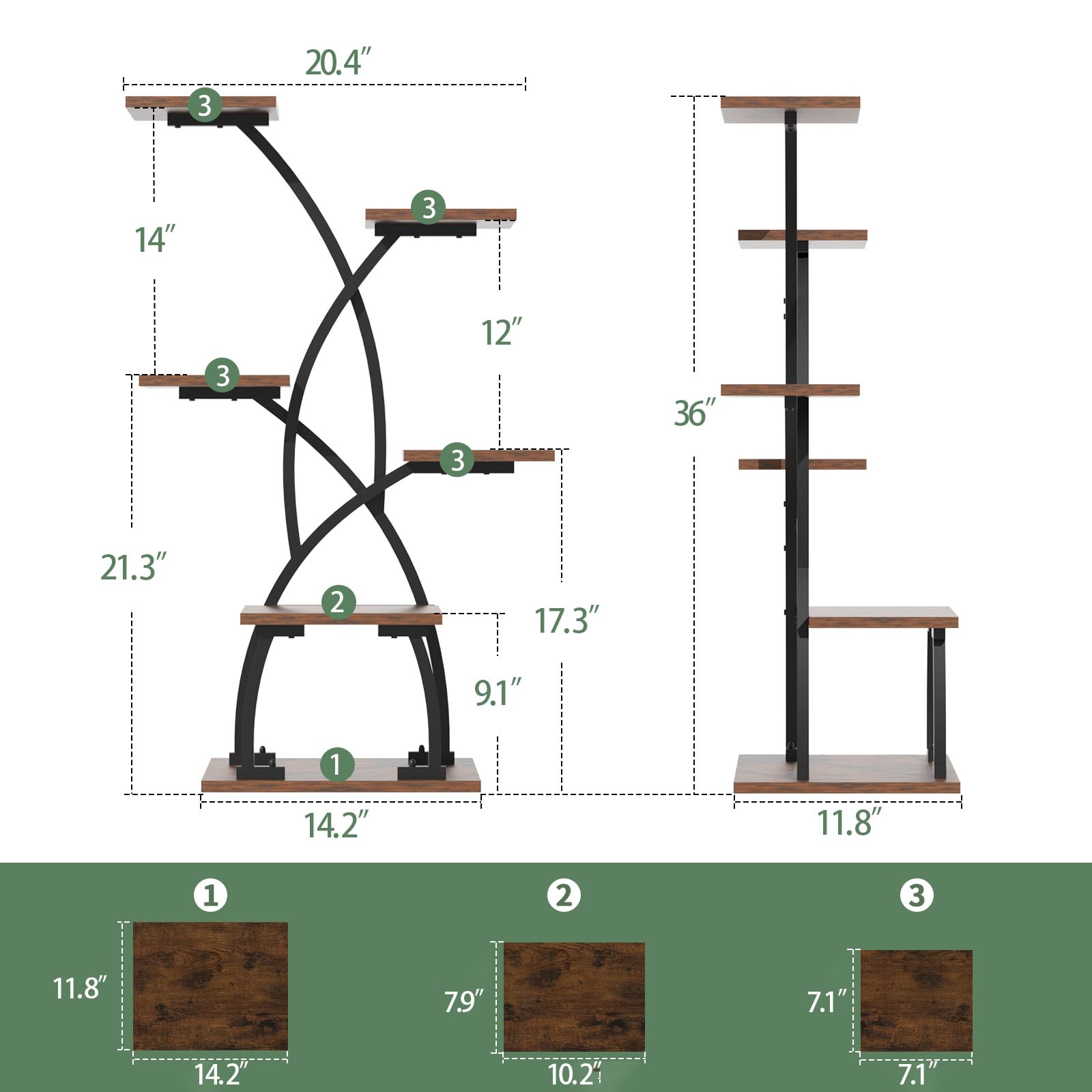 6-Tier Indoor Plant Stand with Grow Lights | 36" Metal Shelf