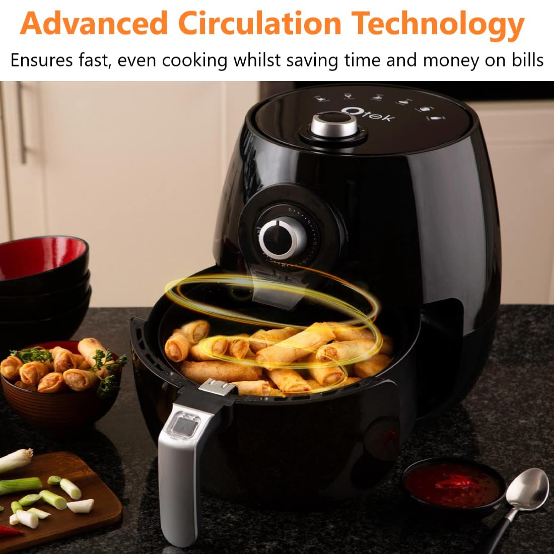 Otek 4.5L Air Fryer – 1450W Compact Oil-Free Cooker Oven, Black