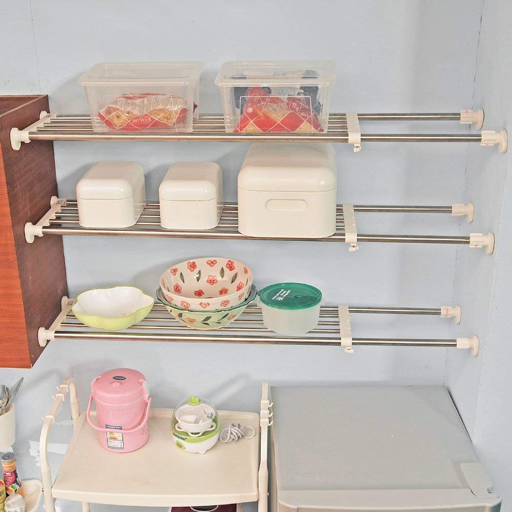 BAOYOUNI Expandable Tension Shelf | Adjustable Wardrobe Storage Rack