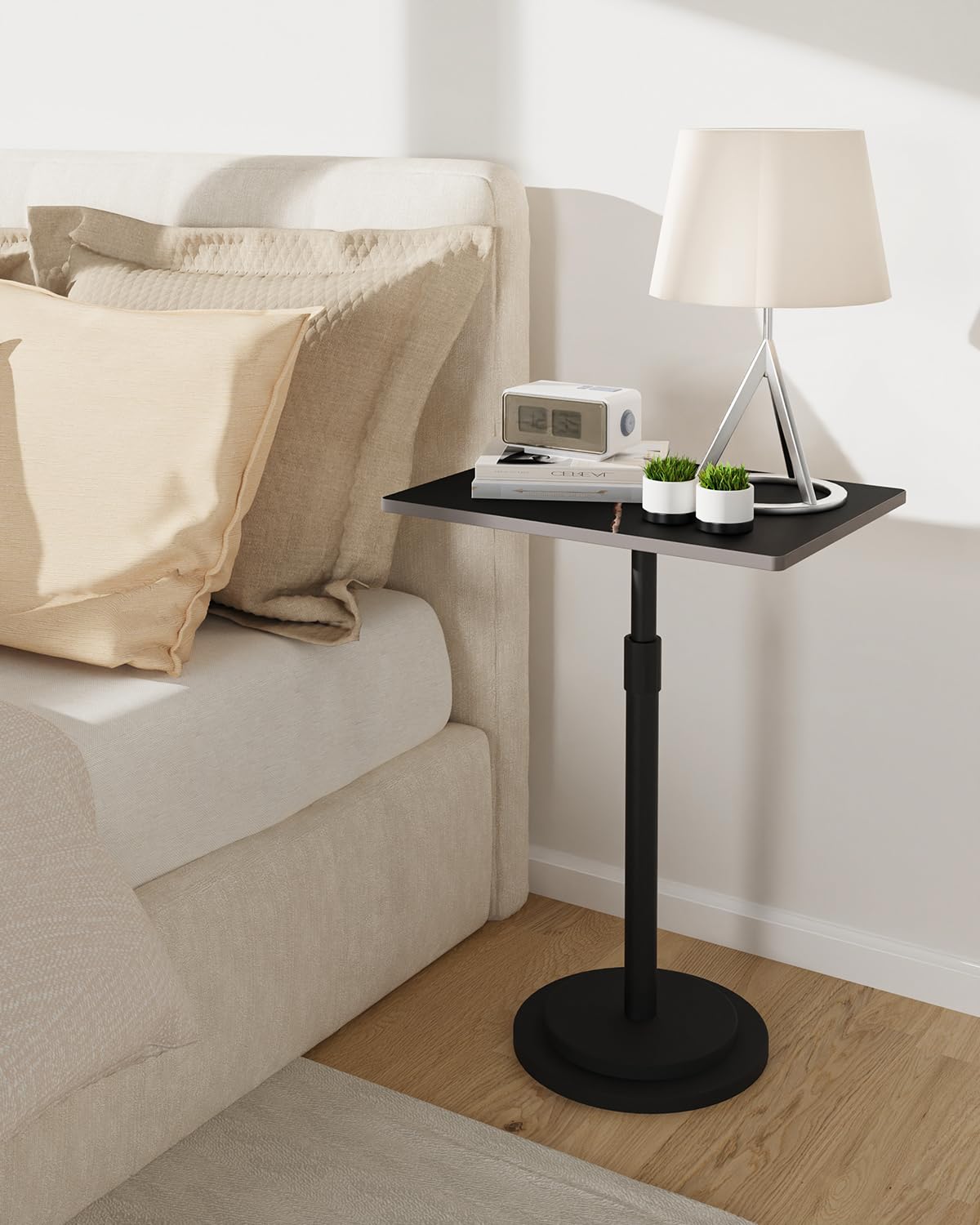 GUOHNHE Rectangle Side Table, Height Adjustable Stand, 1 Pack, Black - image 2