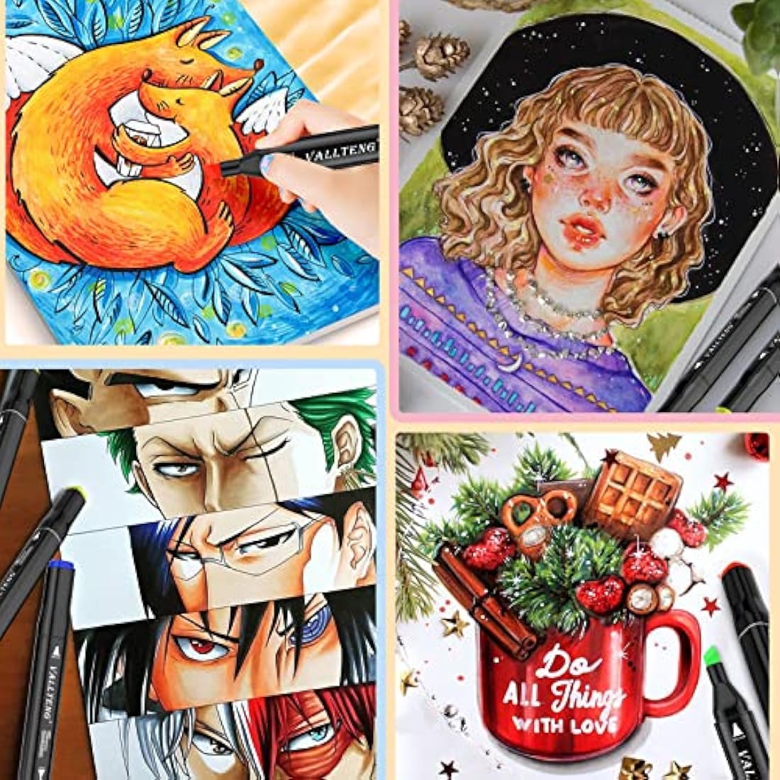 Vallteng 80 Colors Dual Tip Art Markers – Permanent Sketching Pens