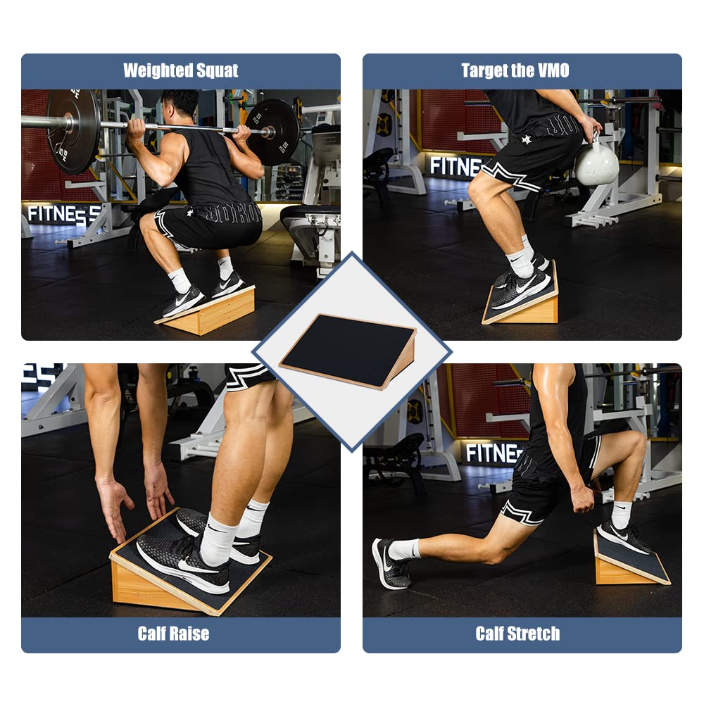 StrongTek Wooden Slant Board for Squats - 1000 Lbs Capacity Incline Board
