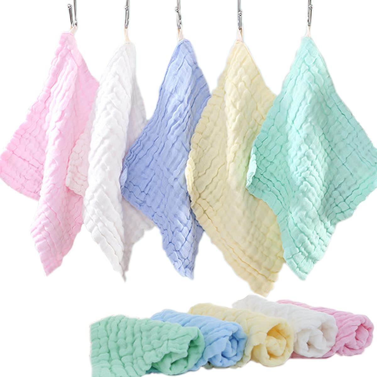 FOMAISELF 10-Pack Cotton Hand Towels | 6-Layer Absorbent Face Towels