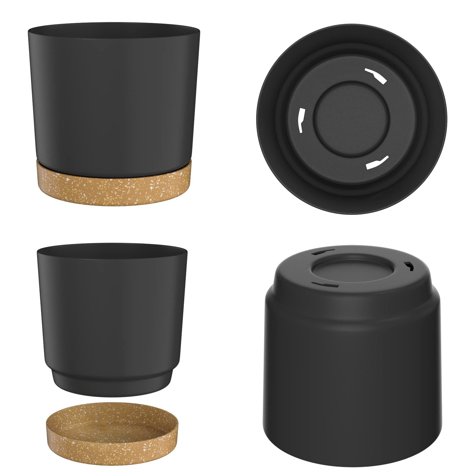 ZMTECH 30.5cm Modern Plastic Plant Pots with Drainage - Set of 2, Green