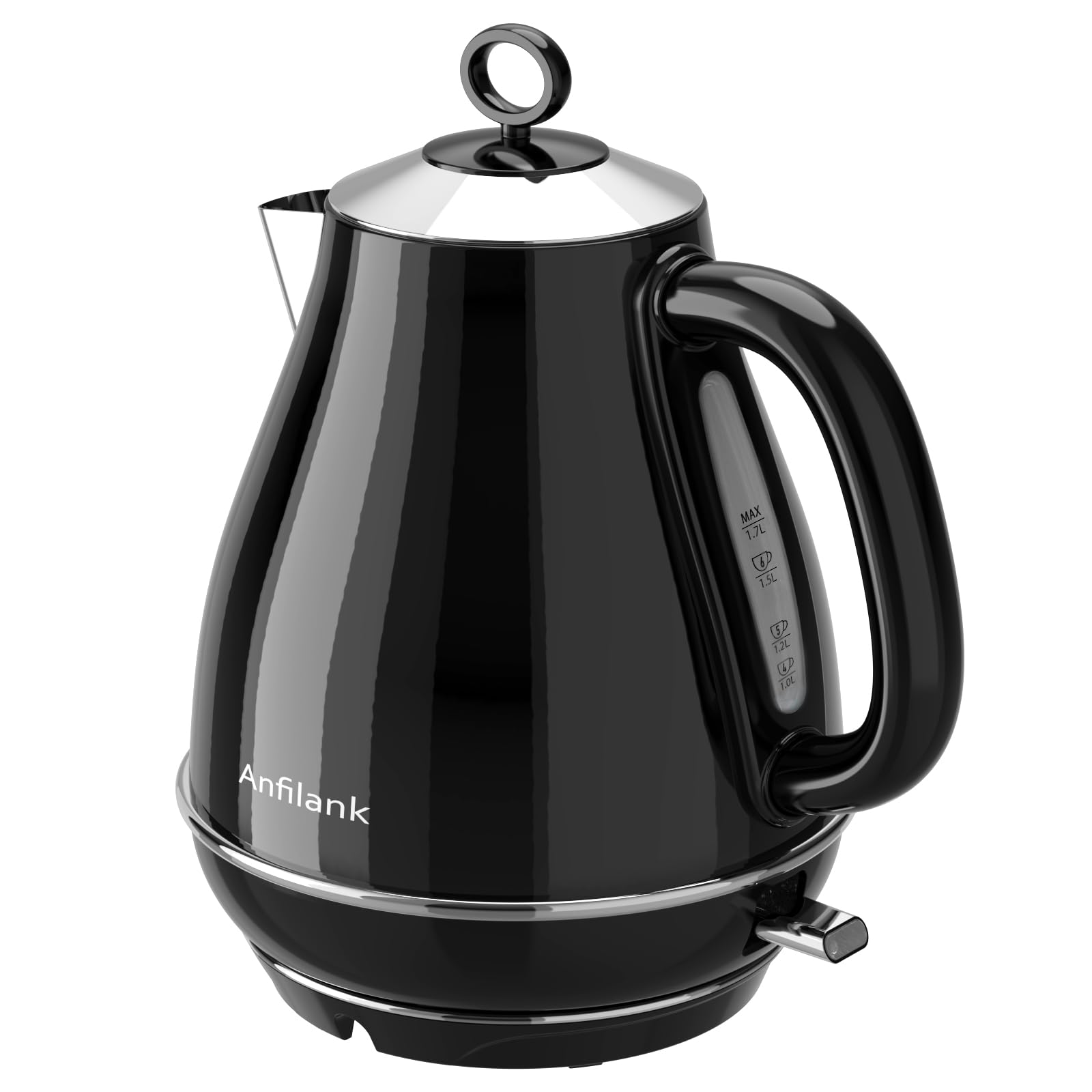 Anfilank Electric Kettle – 1.7L Fast Boil 3000W Stainless Steel, Black