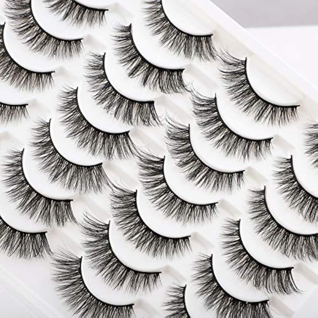 Newcally 3D Faux Mink Lashes – Natural Cat Eye Look, 14 Pairs