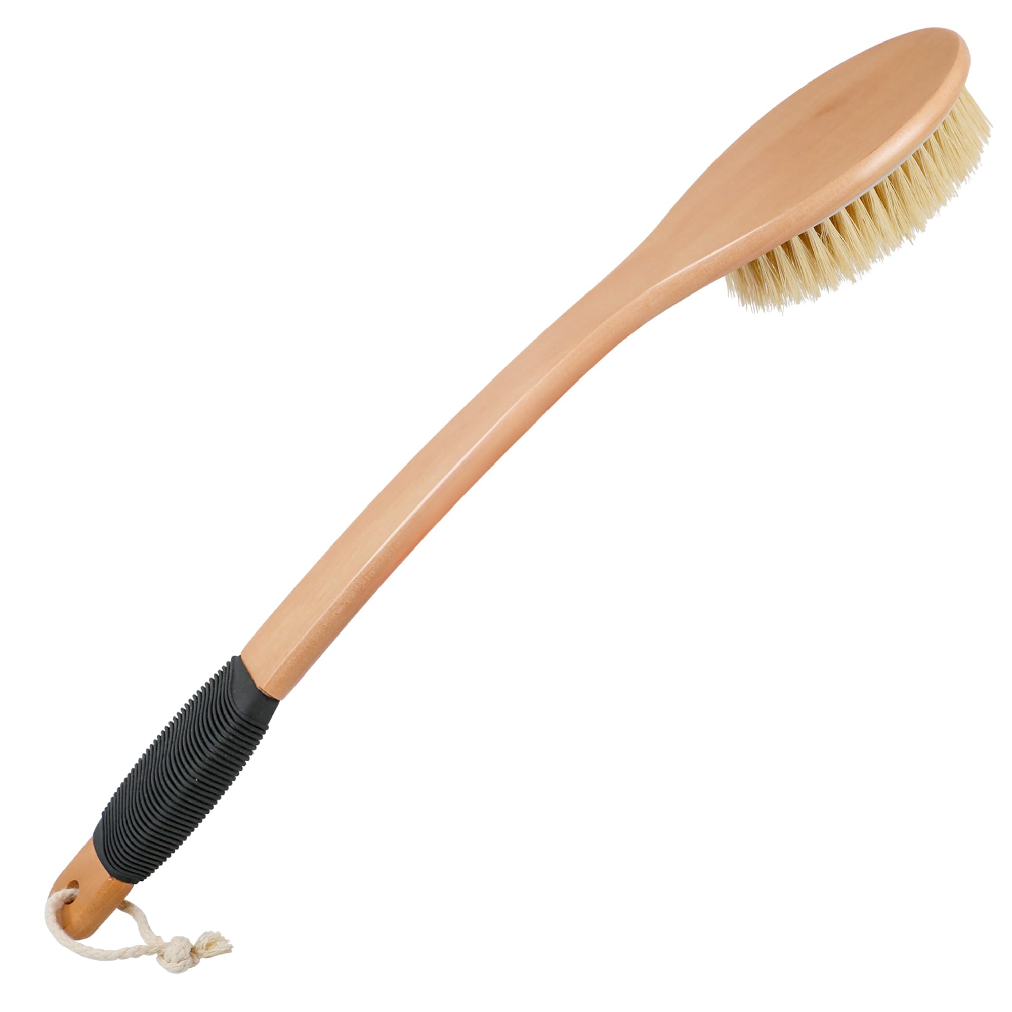 OWIIZI Back Scrubber | 17" Curved Wooden Long Handle Sisal Body Brush