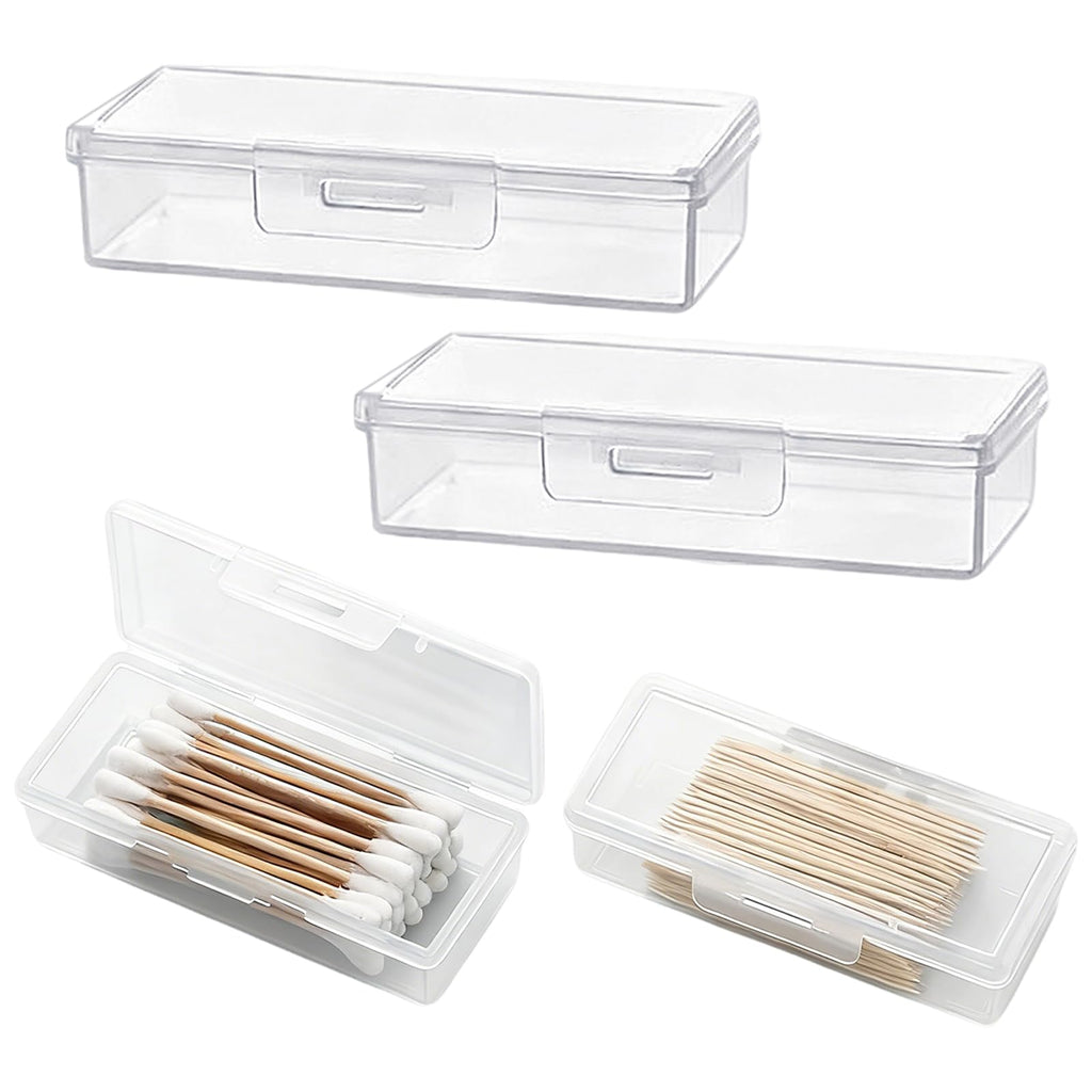 4PCS Transparent Cotton Swab Holder for Travel, Portable Refillable Plastic Storage Box with Lid - Dustproof Dispenser for Cotton Buds, Toothpicks - image 1