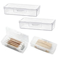 4PCS Transparent Cotton Swab Holder for Travel, Portable Refillable Plastic Storage Box with Lid - Dustproof Dispenser for Cotton Buds, Toothpicks - image 1