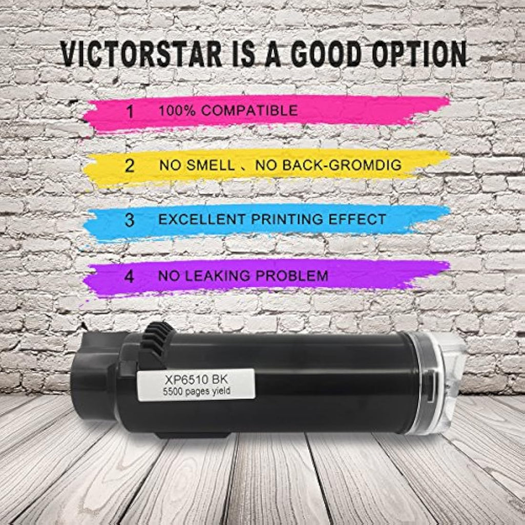 VICTORSTAR High-Yield Toner Cartridge 4-Pack for Xerox Phaser 6510 6515