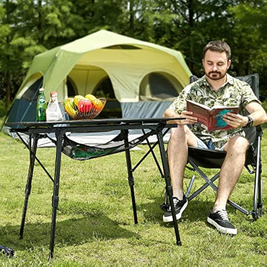 Portal Aluminum Folding Camping Table – Adjustable Height Roll Up Top