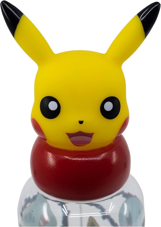 Pokemon 3D Figurine Water Bottle with Built-in Straw - 560ml - Snaps