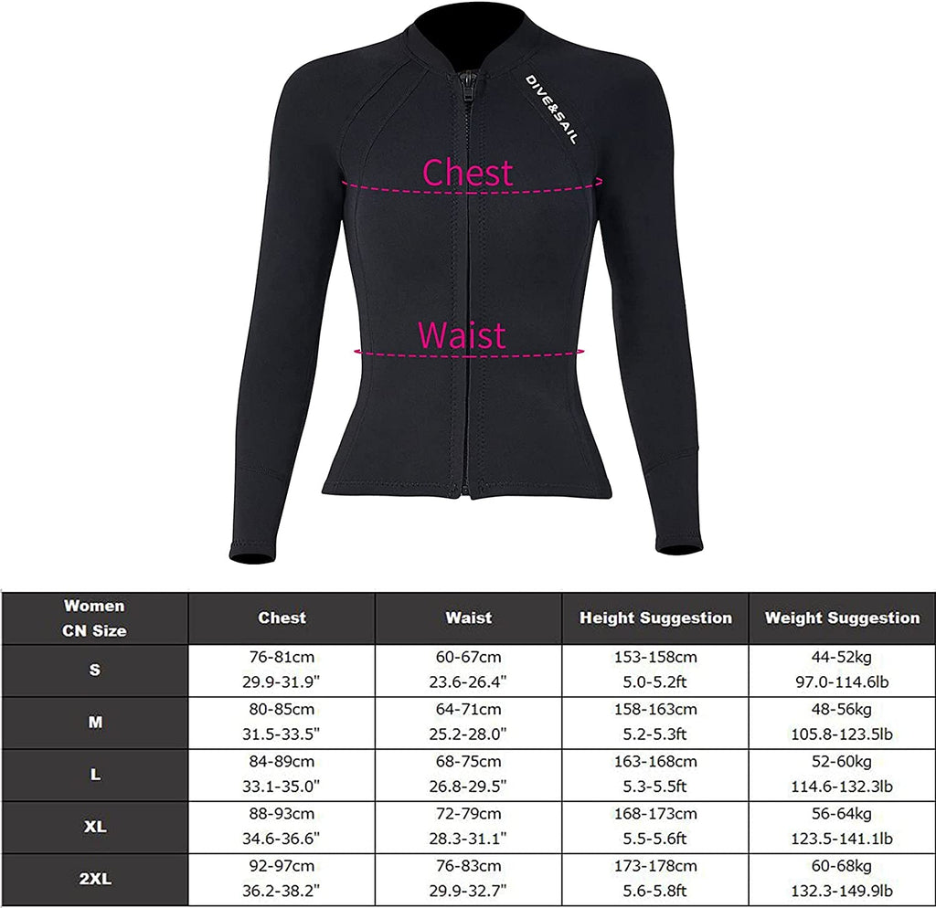 EUPTE 2mm Neoprene Wetsuit Jacket | Women's Long Sleeve Diving Top