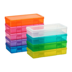 novelinks Medium Plastic Storage Boxes with Latching Lids – 9 Pack Stackable Craft Organizers for Supplies, Pencils, Crayons, Beads - image 1