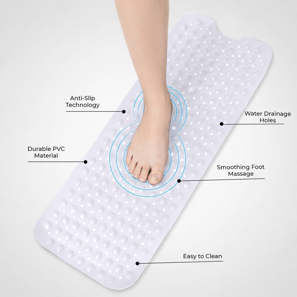 MOONLIGHT20015 Shower Bath Mat Non Slip Anti Mould & Mildew with Strong Suction Cups Grip and Drain Holes Soft Rubber Shower Mats - image 2