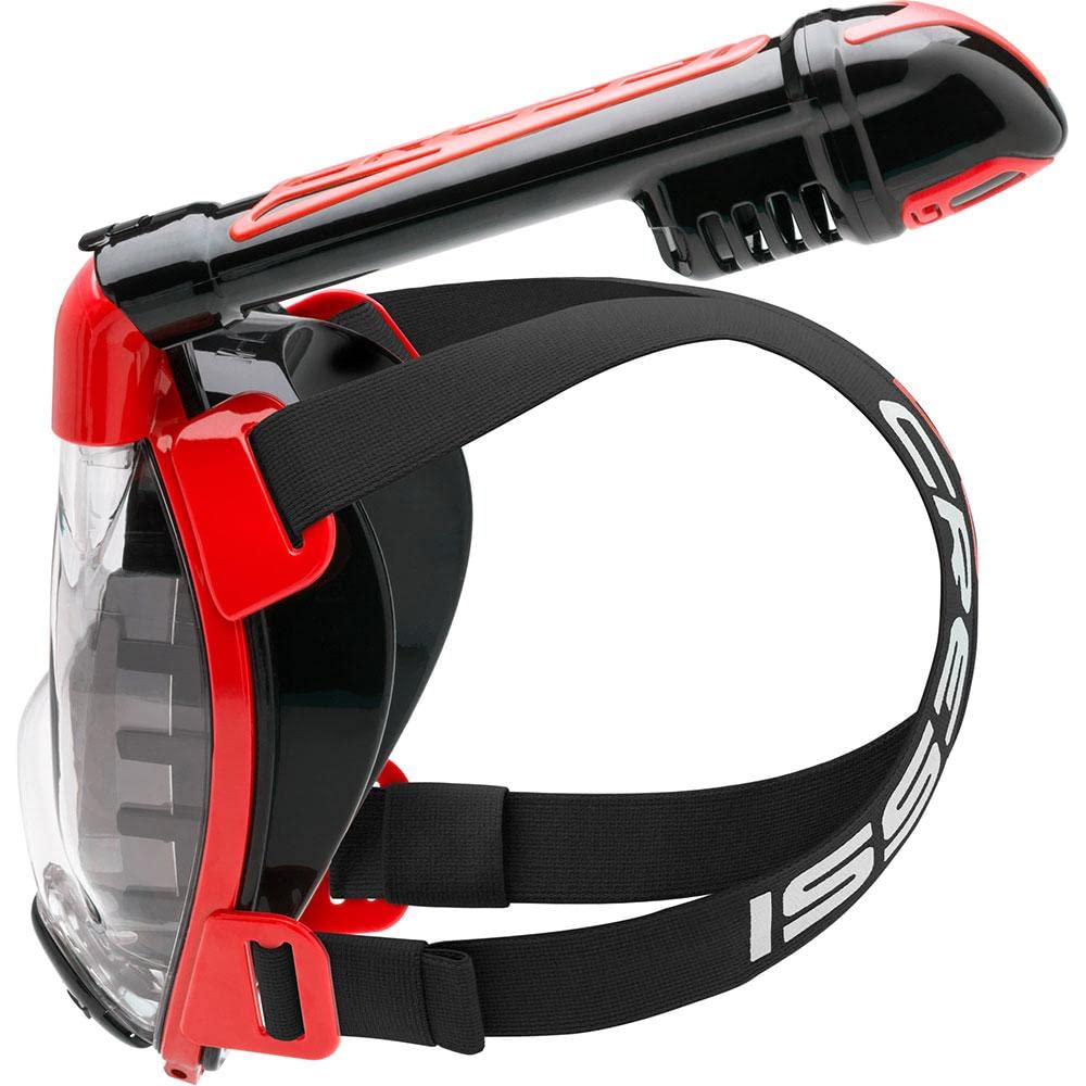 Cressi Duke Full Face Snorkel Mask – Anti-Fog Dry Mask, Black / Red