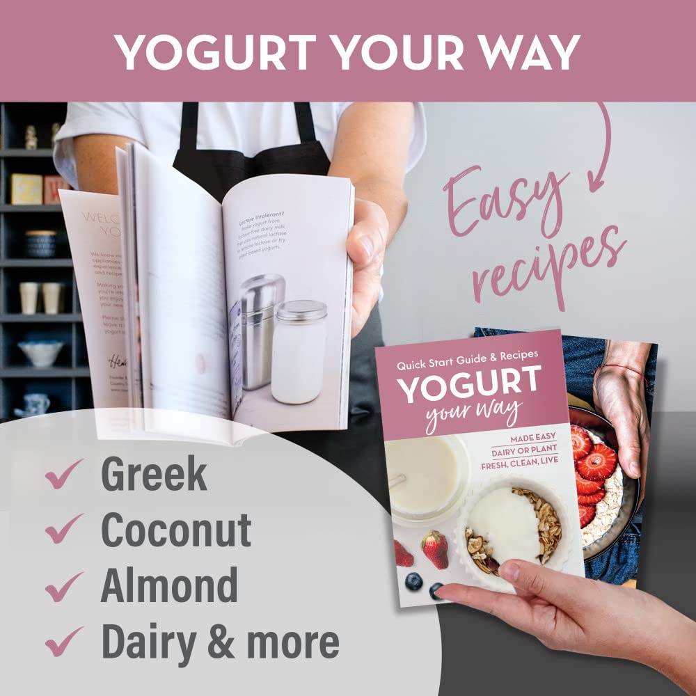 Stainless Steel Yoghurt Maker with 1 Quart Glass Jar